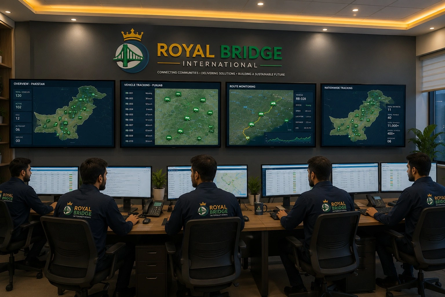 Royal Bridge International logistics command-and-control operations room in Pakistan