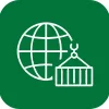 International Procurement icon - globe with shipping container